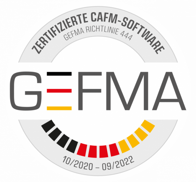 Offizielles GEFMA-Prüfziegel zur Zertifizierung von FAMOS 4.5, gültig bis September 2022
