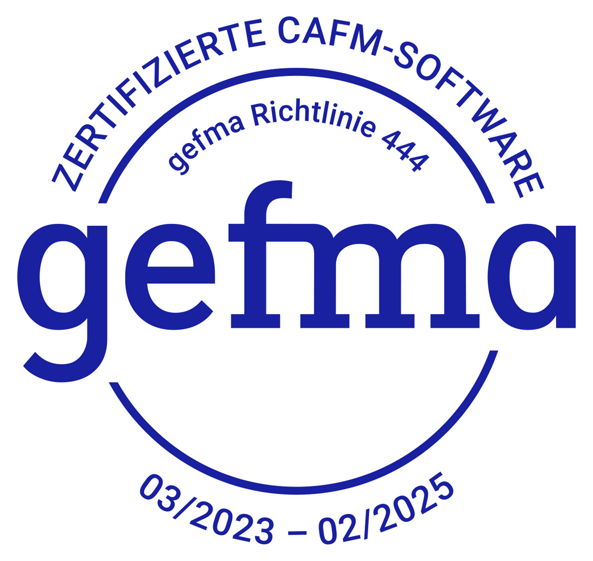 Offizielles GEFMA-Prüfziegel zur Zertifizierung von FAMOS 4.6, gültig bis Februar 2025